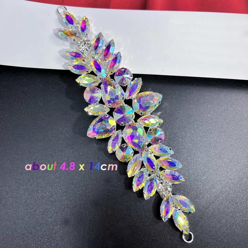 Qing Family Colorful Crystal Patch Sewing On Rhinestone Glass Welding Flower Decal For Wedding Boots Decorative Accessories