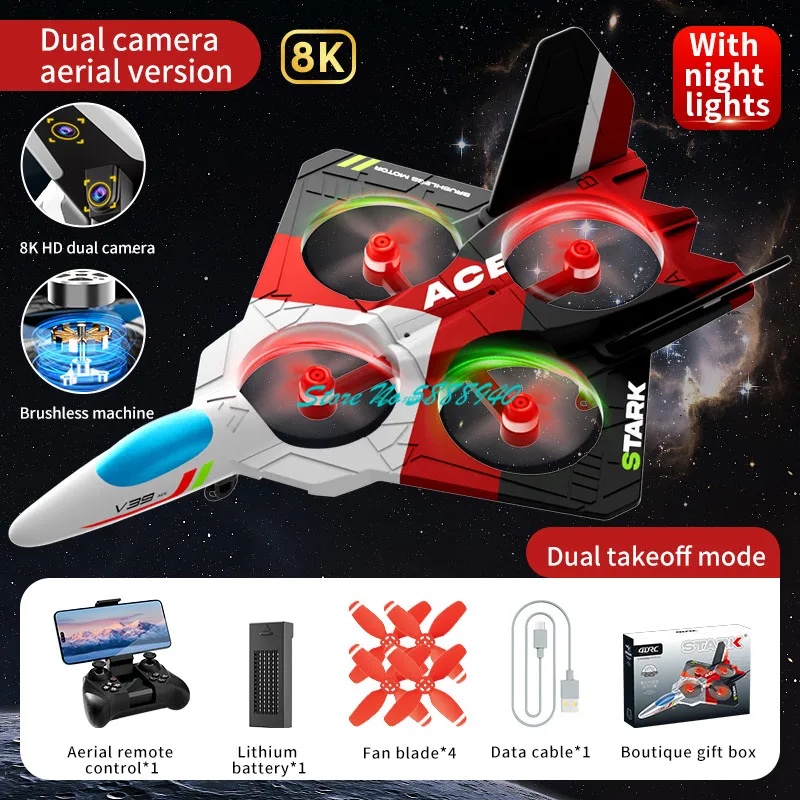 Brushless Stunt Rolling Electric RC Aircraft Plane 2.4G Optical Flow Hovering LED Light Gravity Sensing Radio Control Fighter