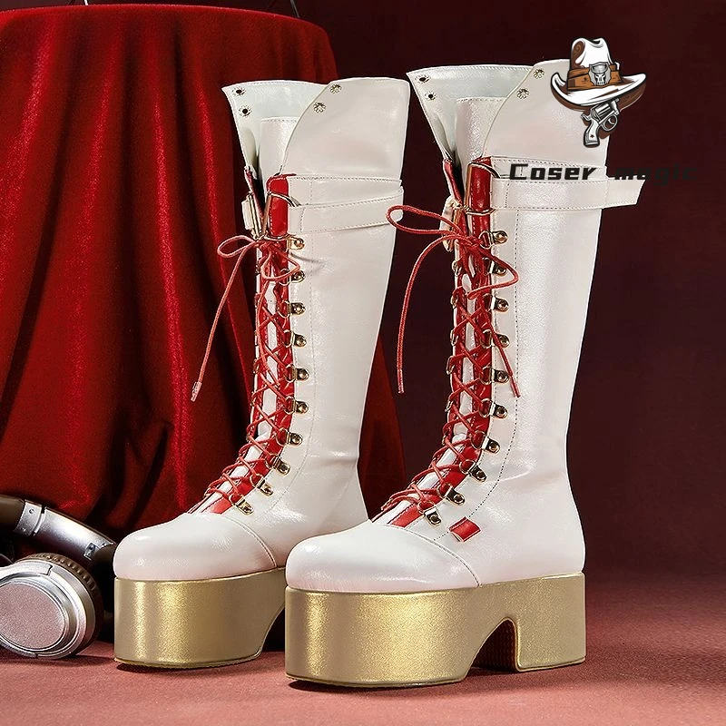 

Обувь для косплея Arknights для персонажа Яо, реквизит для косплея Mengmengxiang, высокие сапоги на высоком каблуке с верхом из искусственной кожи