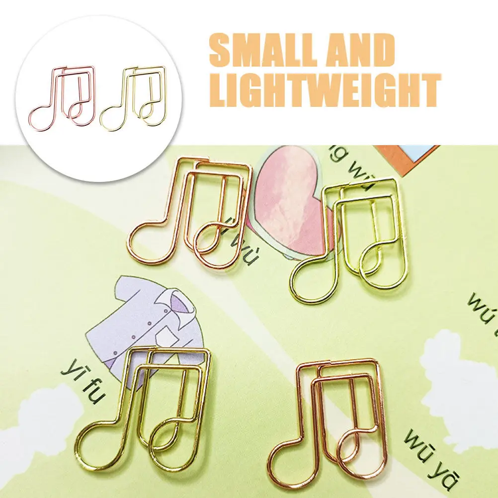 40Pcs Colorful Musical Note Paper Clips Metal Medium Size Creative Design for Office Paperwork File Organization Decorative