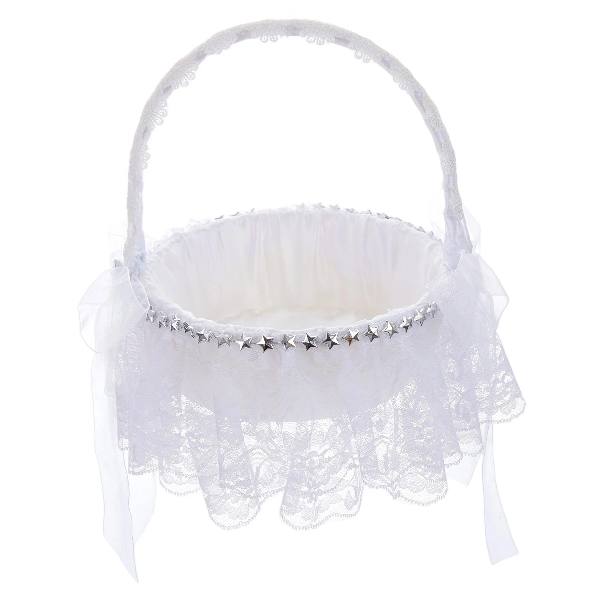 소박한 산뜻한 꽃 소녀 바구니 결혼식 장식 및 용품을 위한 빈티지 레이스 장식의 경량 꽃 바구니