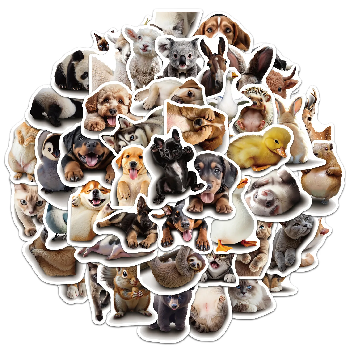 50 Pcs Cartoon Animal Graffiti Stickers Water Cup Wall Waterproof Decorative Stickers Creative Cute Animal Stickers