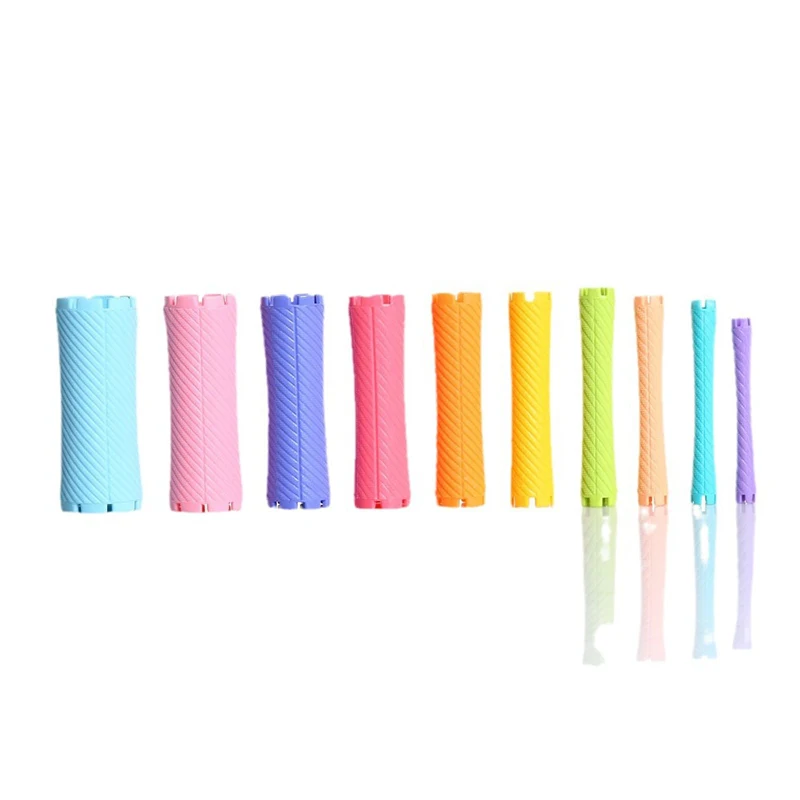 10 قطعة لتقوم بها بنفسك بدون حرارة تطول الشعر الأسطوانة عصا بيرم أدوات تصميم جوفاء دوامة مموج الشعر تجعيد الشعر السحري مجعد تصفيف الشعر أطقم