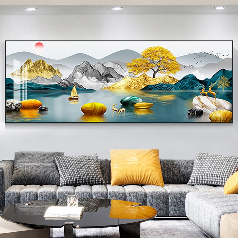 

Modern Chinese Sle Diamond Painting Large Size Lacape Cross Stitch Home Decorative Artwork without Frame