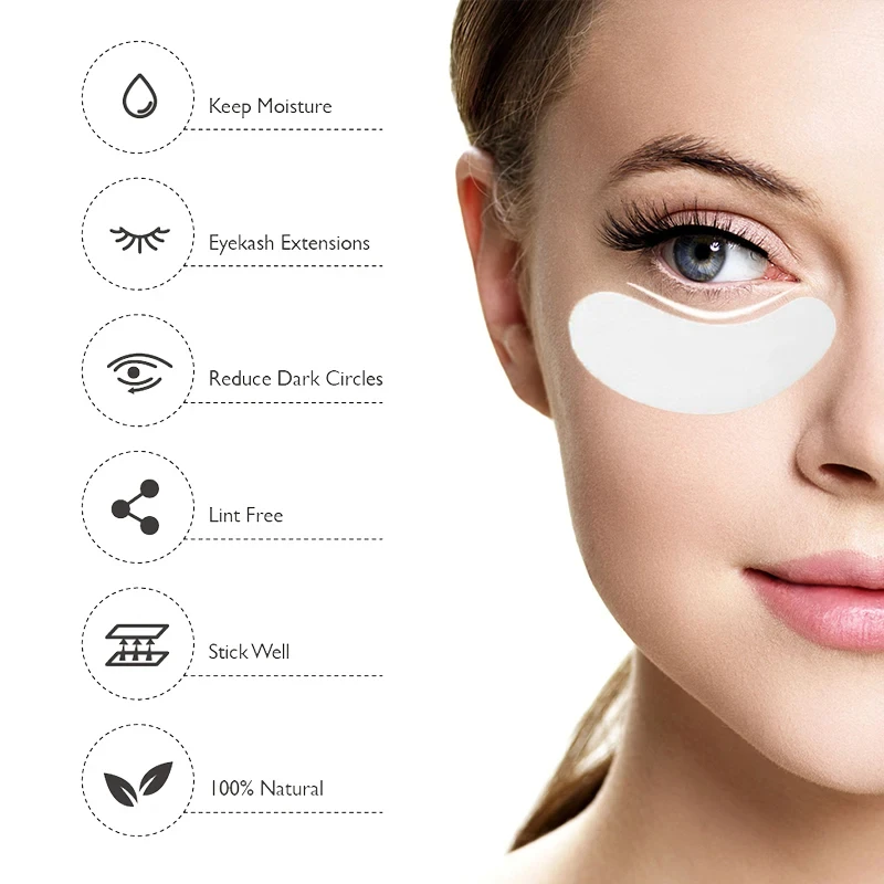 50 Pairs Hydrogel Eyelash Patch Isolating Pad Eyelash Patch Beauty Moisturizing Eye Mask for Long-lasting Use Makeup Supplies