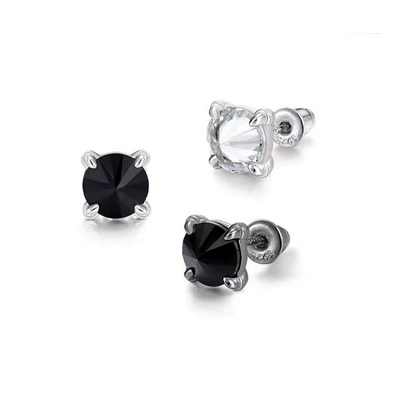 ZFSILVER moda clásica s925 Color plata D moissanita pata negra 4 pendiente para hombres encanto mujeres accesorios joyería regalos DE0461