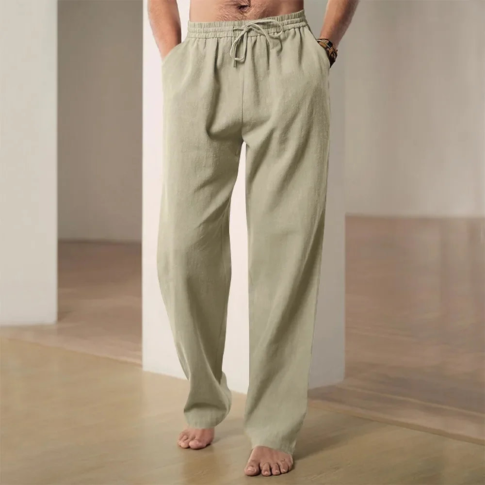Men\'s Cotton and Linen Pants Hawaii Vacation Pants Beach Pants Breathable Trousers Streetwear  Men Casual Versatile Clothing