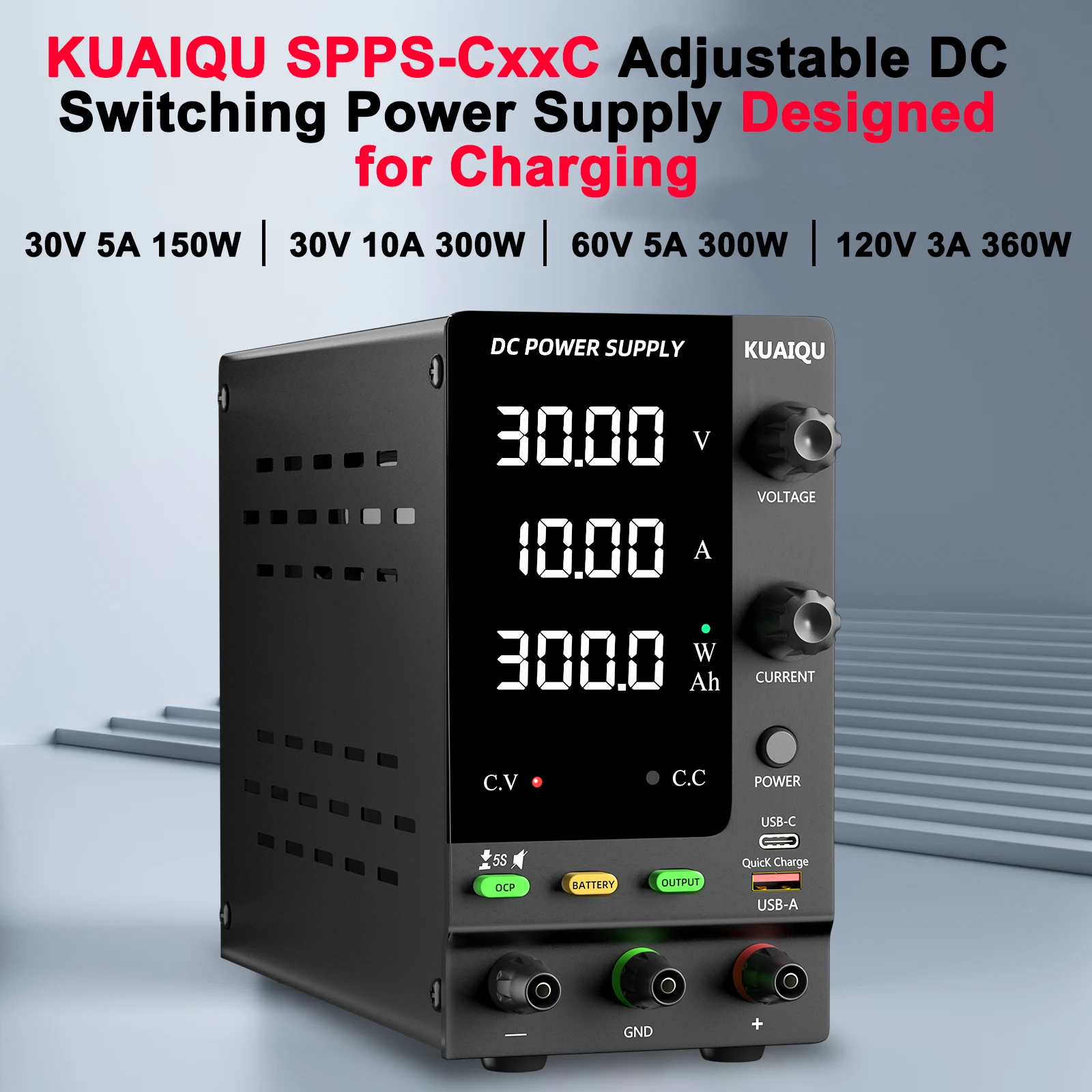 KUAIQU Stabilisierte Labor-Stromversorgung 0~61V 0~5,1A Variables Wiederaufladbares Batterieladegerät Stabile Spannung und Strom Hohe Präzision – Detail 4