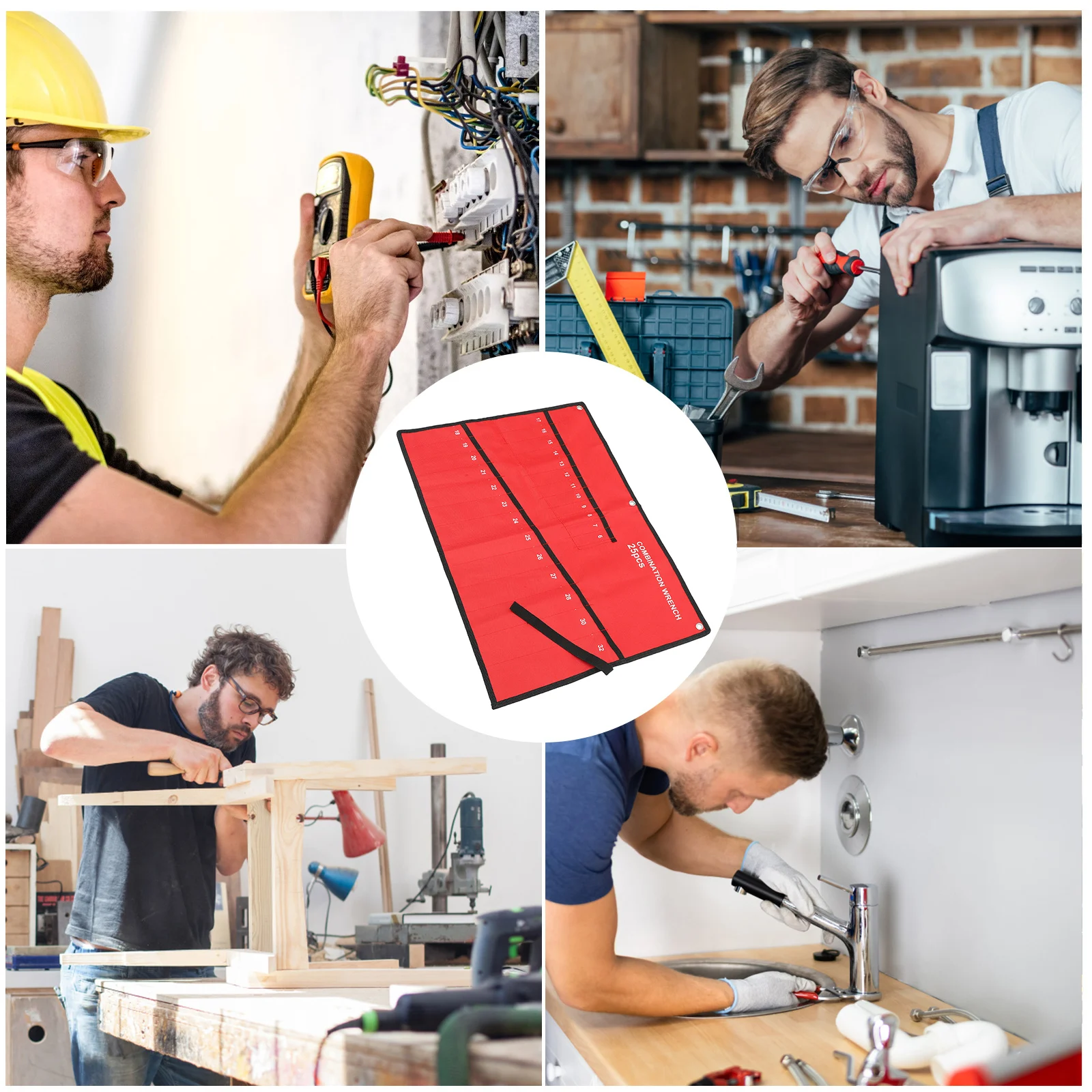 

25-Slot Repair Utility Bag Premium Tool Storage Pouch Closure for Trades Workers Portable Organization Solution