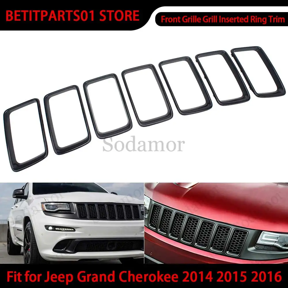 

Car Accessories 7PCS Black/Chrome/Gray Grill Ring Front Grille Inserts Cover Trim Kit Fit For 2014 2015 2016 Jeep Grand Cherokee