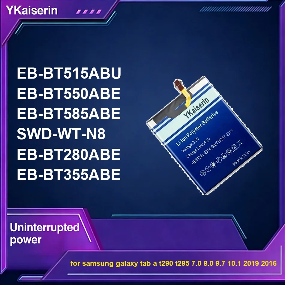 

Аккумулятор для планшетов Samsung Galaxy Tab A T290 T295 7.0 8.0 9.7 10.1 2019 2016, 5300-12000 мАч, Swd-WT-N8 EB-BT585ABE EB-BT355ABE