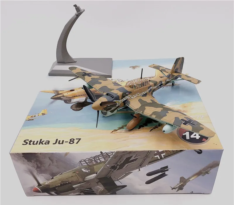 WLTK German Junkers Stuka Ju-87B Dive Bomber 1/72 Diecast Aircraft Airplane Model Brown Version