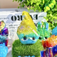 Random 1PC High Quality Aura Cluster Hedgehog Decoration Natural Crystal Raw Stone, Birthday gift, Scene decoration.