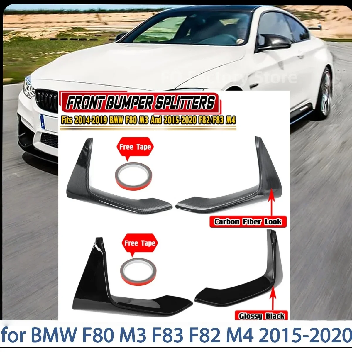 Paar Auto Frontschürze Lip Splitter Canards Spoiler Für BMW F80 M3 2014-2019 Und F82/F83 M4 15-2020 Frontschürze Lip Body Kit