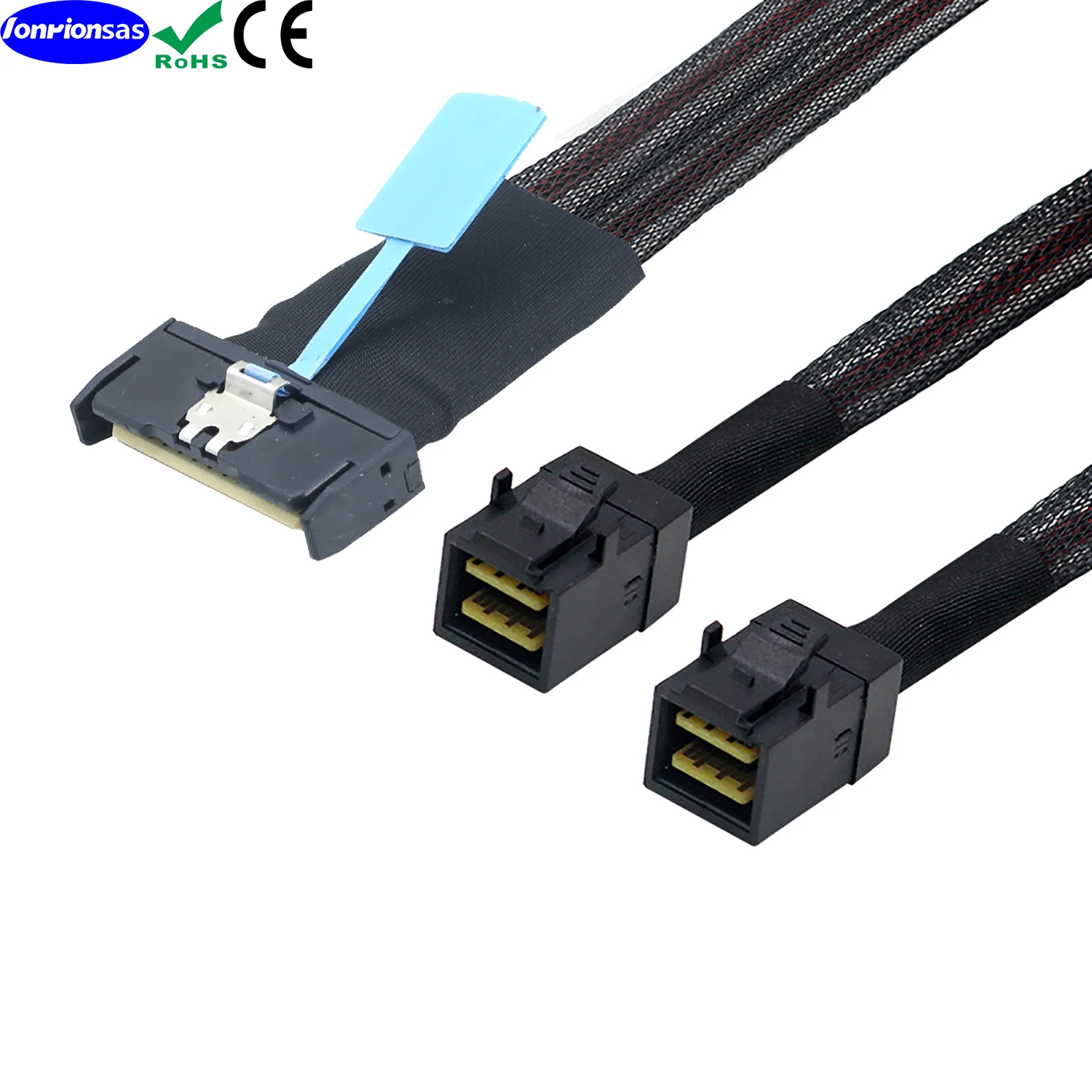 LONRIONSAS#PCI-E 5.0 MCIO 8X 74Pin to 2X 36Pin Mini SAS HD SFF-8643 Extension Data and Cord Cable
