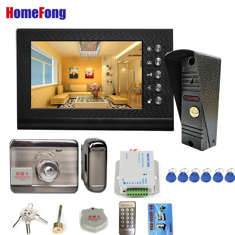 Homefong 7 Inch Video Door Phone Intercom System Gate Unlock Doorbell with Camera Door Lock Home Apartment Security Access