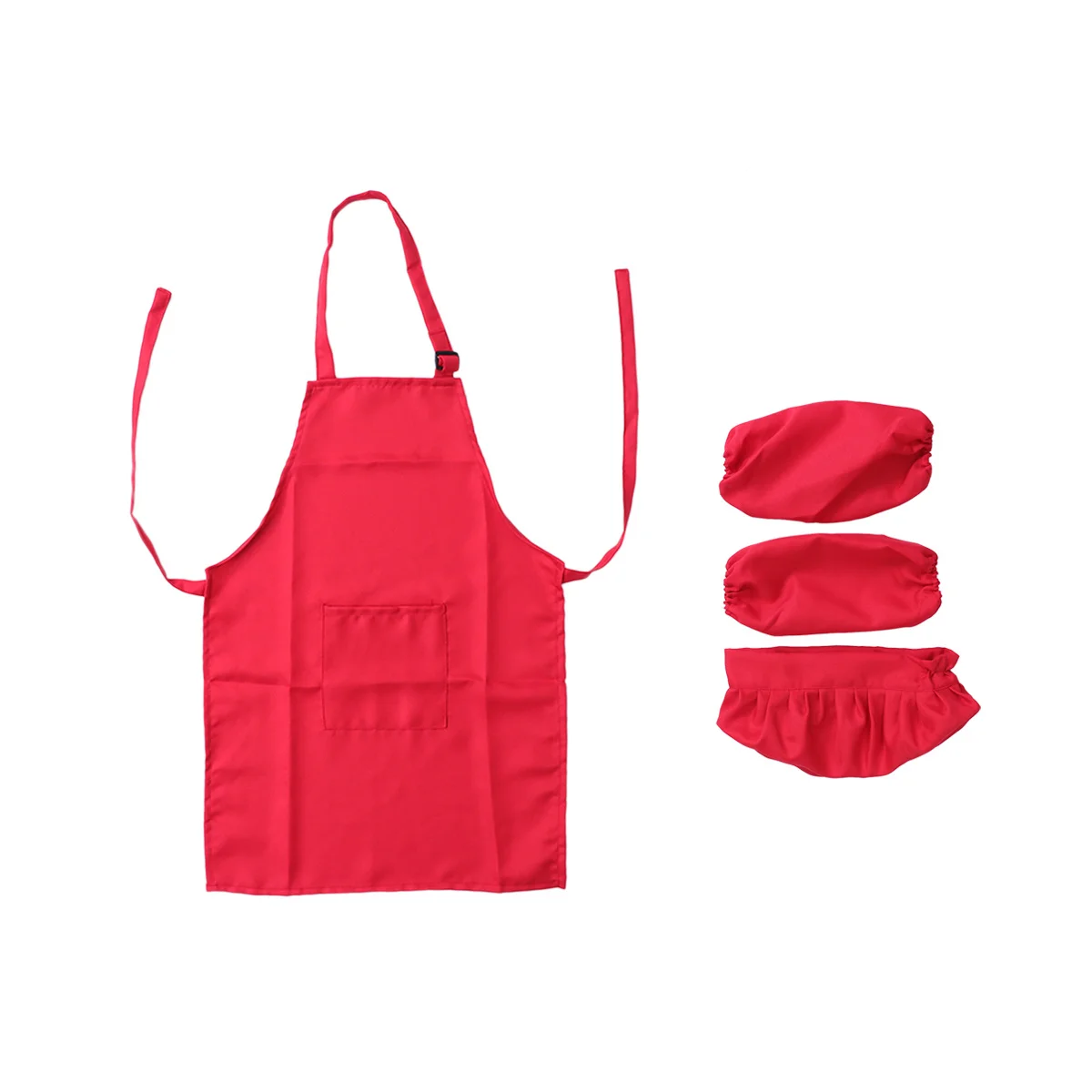 

Kids Red 4-8Y Thickened Apron Hat Cuff For Baking Painting Party Kids Kitchen Playset Child Cooking Costume Role