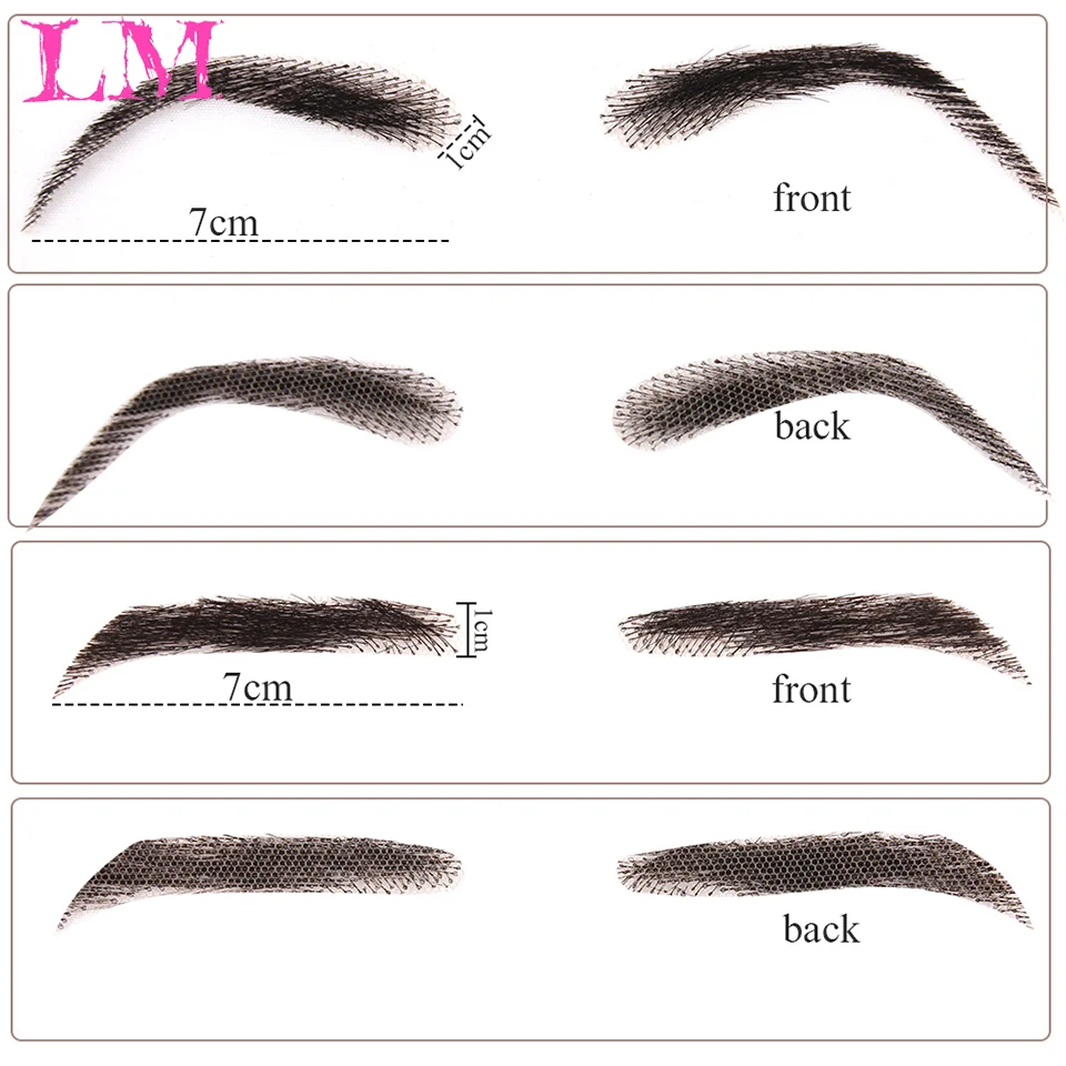 LiangMo-ojo falso para mujer o hombre, pelo brasileño invisible, cejas postizas hechas a mano, cejas postizas atadas a mano