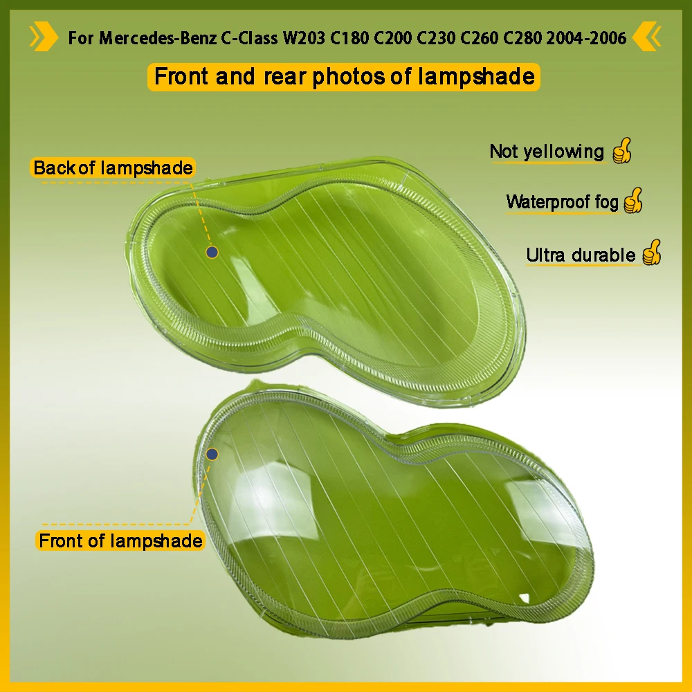 For Mercedes-Benz C-Class W203 C180 C200 C230 C260 C280 2004 - 2006 Left Right Car Headlight Clear Lens Lampshade Shell Cover