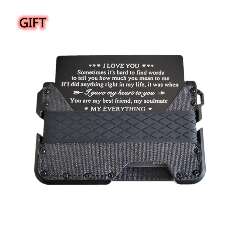New leather RFID aluminum alloy card holder multi-function minimalist wallet with outdoor metal bottle opener wallet gift