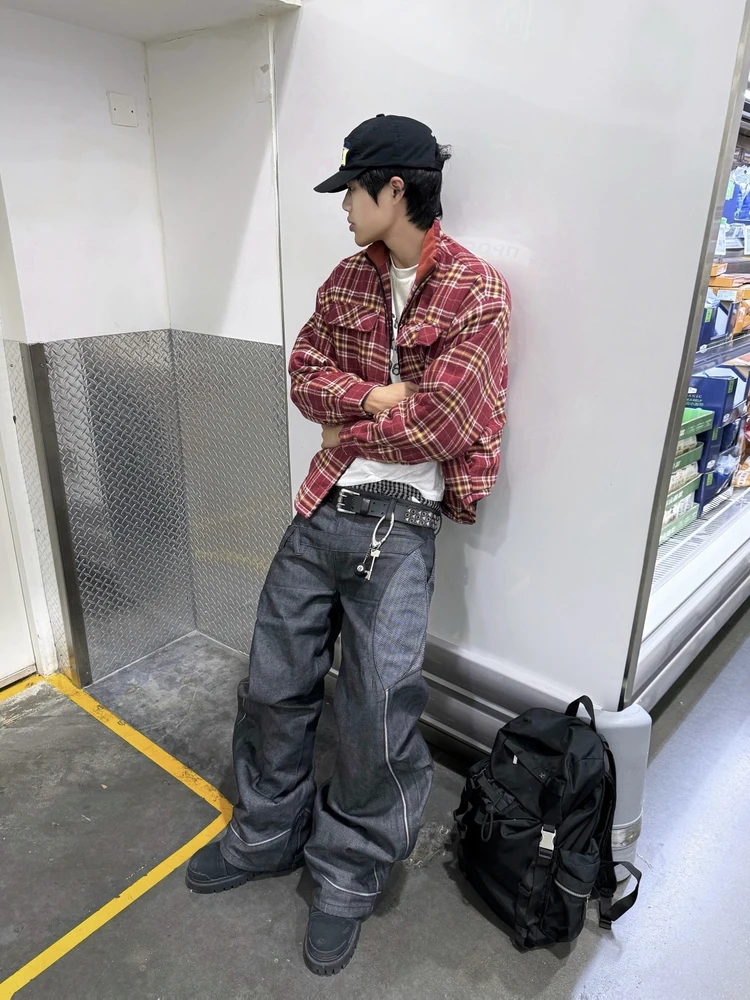 

AILZ 25FW Куртка с русским пэчворк-принтом, свободного кроя, на молнии, хлопковая, для пар, верхняя одежда, с длинными рукавами, повседневная, теплая