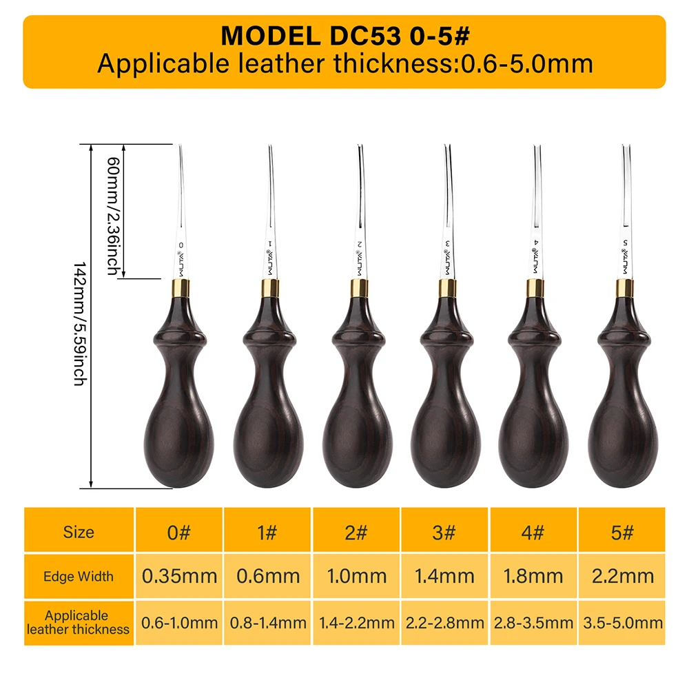 WUTA 1PC Leather Edge Beveler PRO Skiving Craft Work M390 / DC53 Steel Ebony Handle Cutter Edger Creaser Skiver Leather Tools