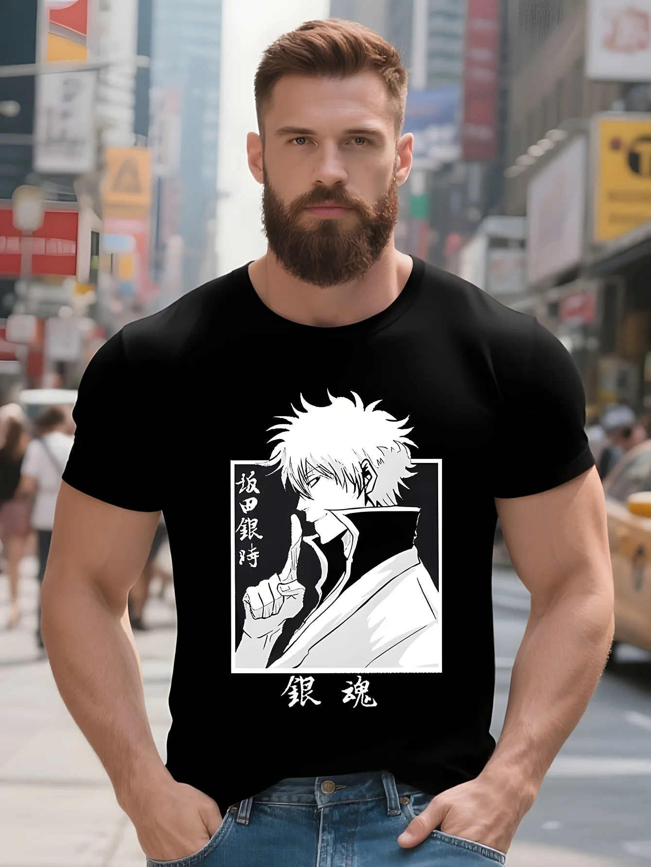 Gintama Sakata Gintoki, camiseta informal de verano para hombre, Camiseta de algodón de Anime, camiseta de Hip Hop, camisetas Overd, ropa de calle Harajuku