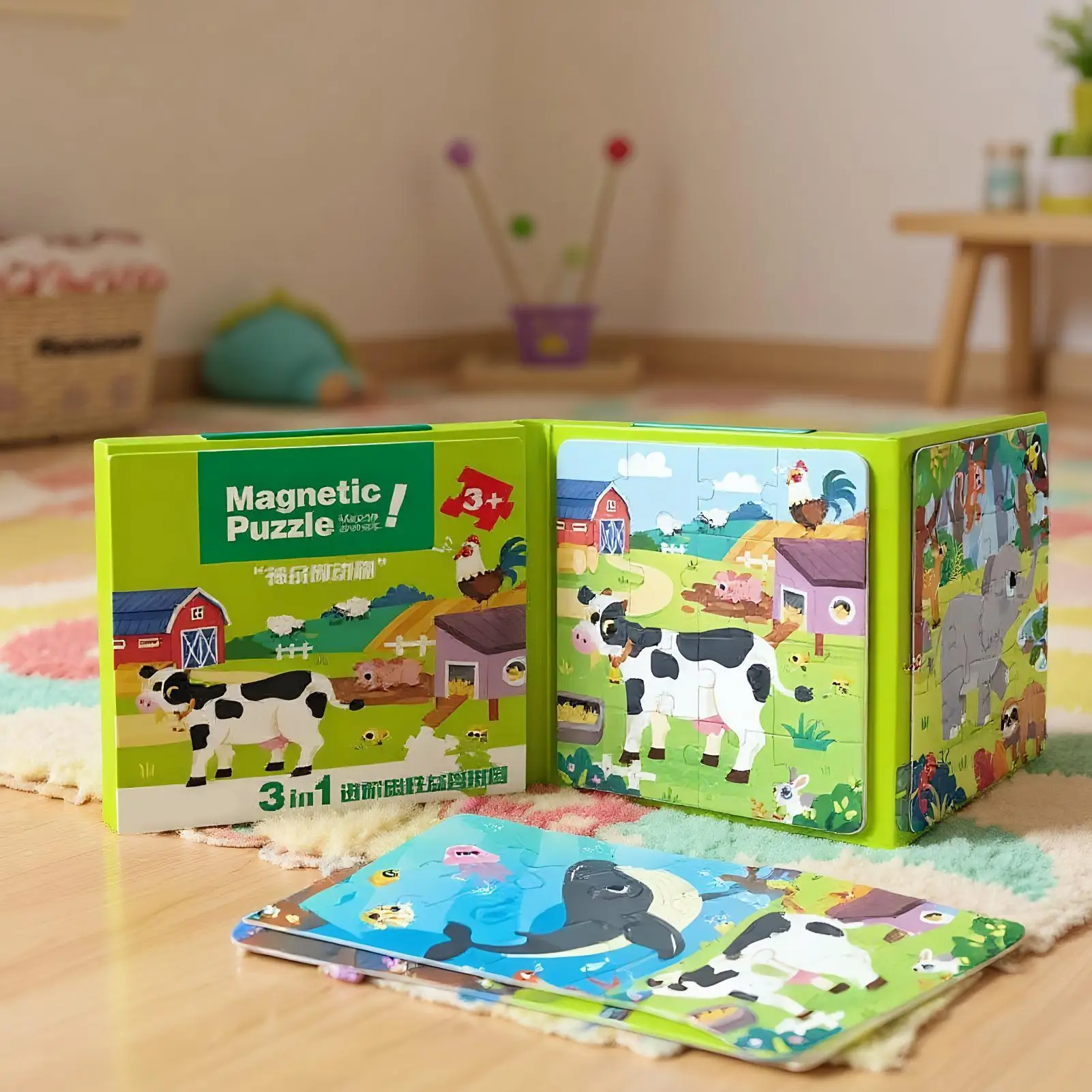 Quebra-cabeça magnético educacional brinquedo de quebra-cabeça magnético portátil pai criança interação brinquedos de viagem atividades de viagem de estrada para