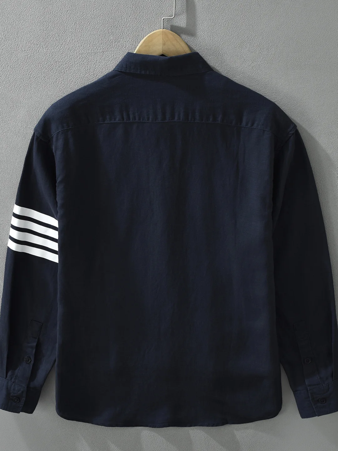 Color Block Stripe Linen Long Sleeve Men's Casual Shirt Vintage Japanese Style Loose Fit Regular Thickness Daily Wear Autumn