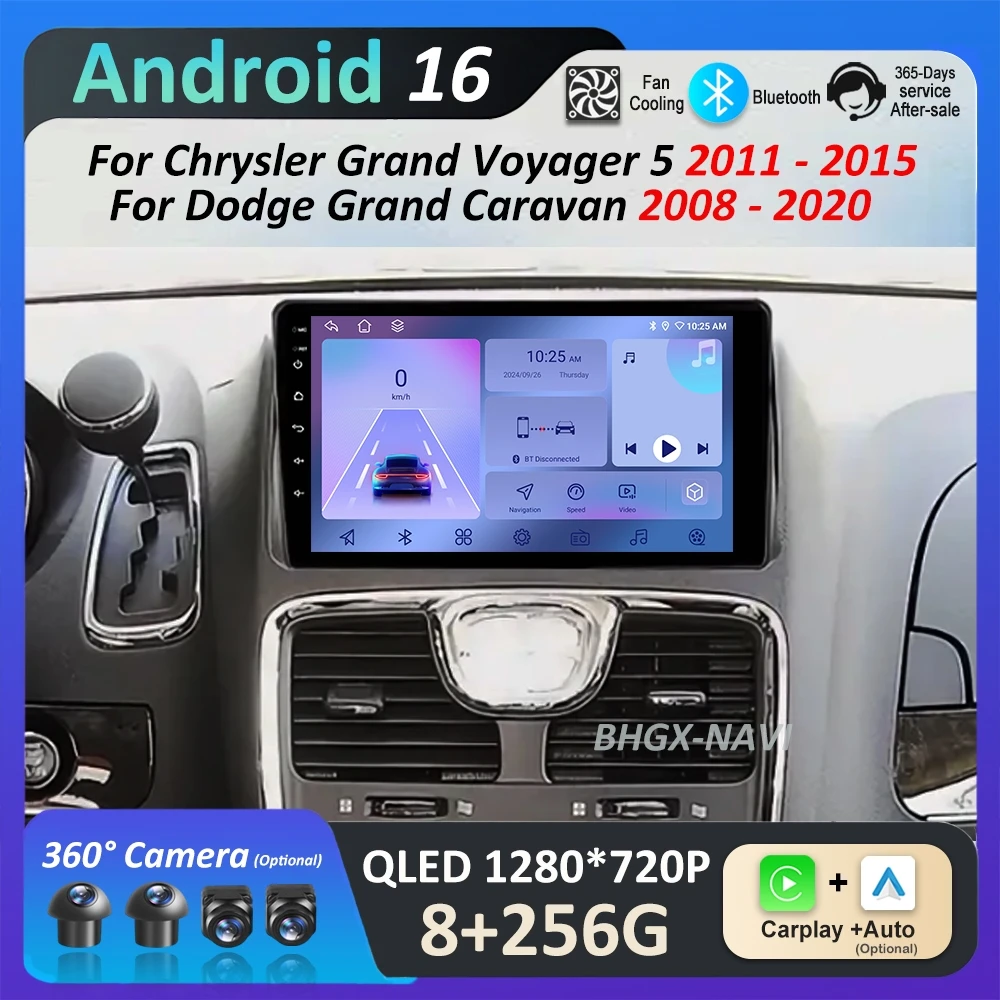 for Chrysler Grand Voyager 5 2011 - 2015 For Dodge Grand Caravan 2008 - 2020 Android Car Radio Multimedia Player GPS Navi BT 4G