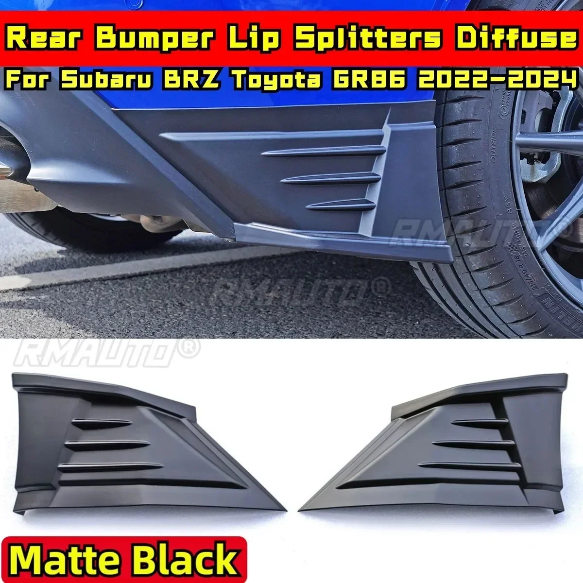 BRZ GR86 Car Rear Bumper Splitters Diffuser Matte Black DC Style For Subaru BRZ Toyota GR86 2022-2024 Car Accessories