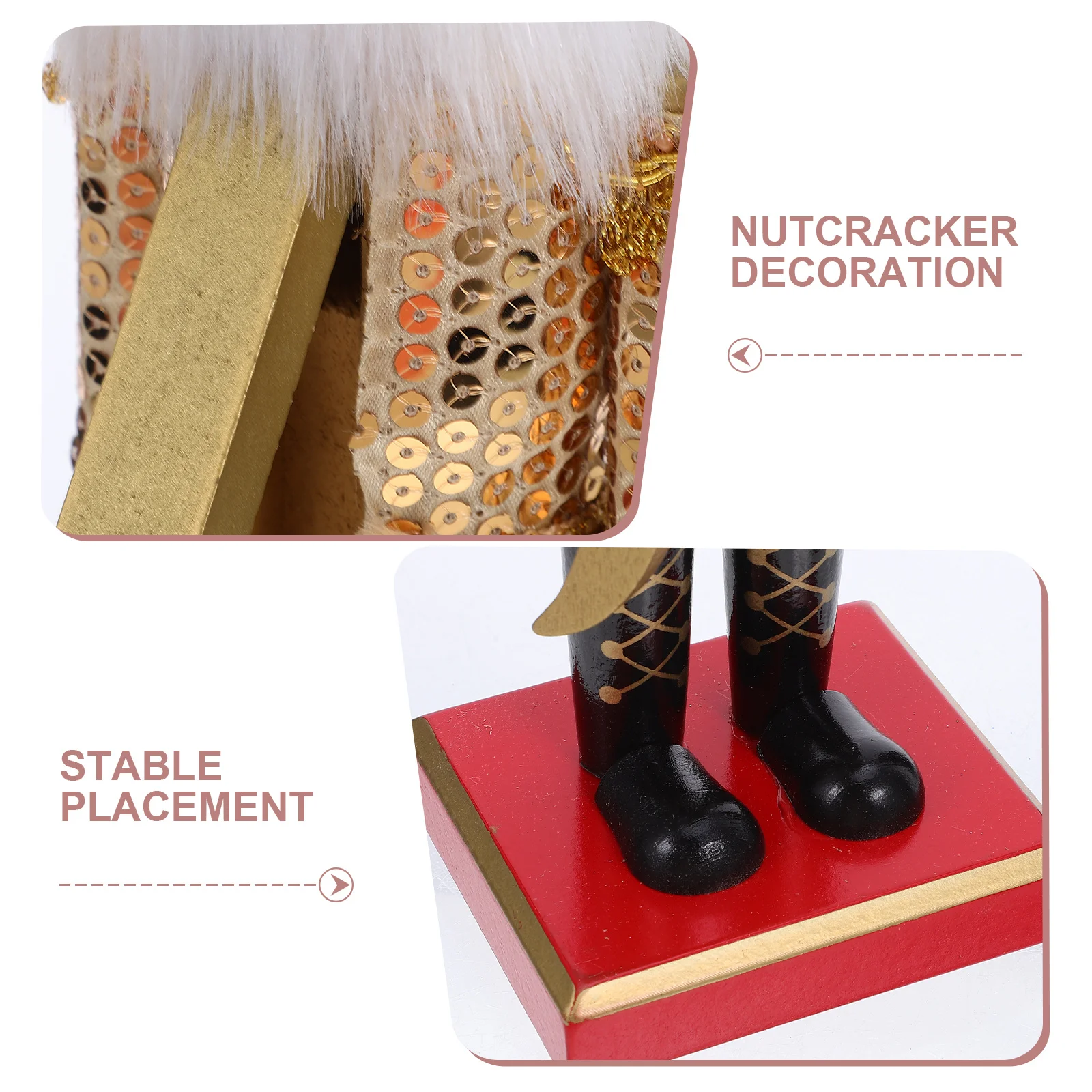 38Cm Wooden Nutcracker Christmas Decoration Soldier Statue For Table Tree Shelf Centerpiece Holiday Decor Xmas Puppet Ornament