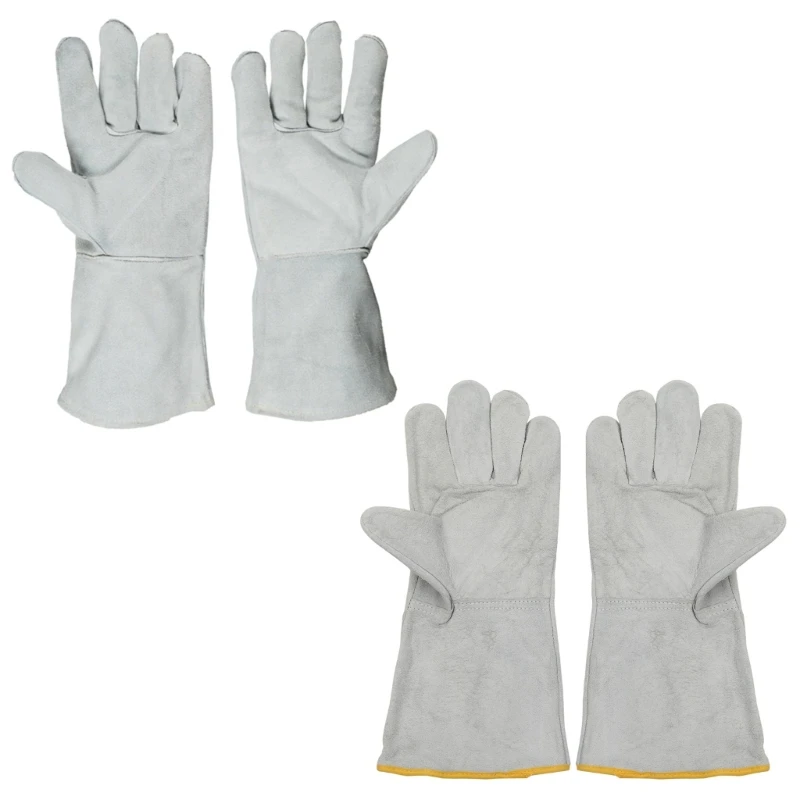 Welding Gloves Wear/Heat Resistant Gloves Durable Leather Gloves for BBQ,Oven Dropship