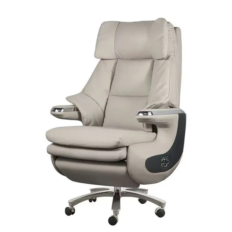 #Modern Executive High-back Office Chair, 360° Rotating Genuine Leather Seat, Reclining Massage Chair