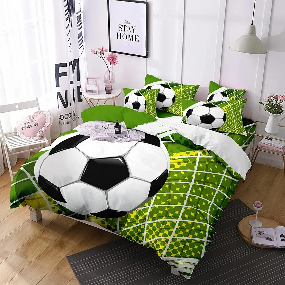 

Football Comforter Cover Queen Size American Soccer Bedding Set Sports Games Duvet Cover Set for Boys Girls Teen for Living Room