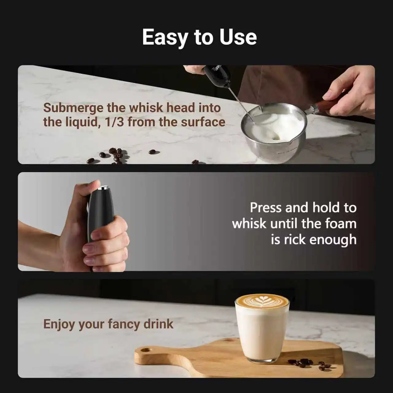 휴대용 강력 우유 거품기 주방용 커피 라떼 카푸치노 말차 선물용