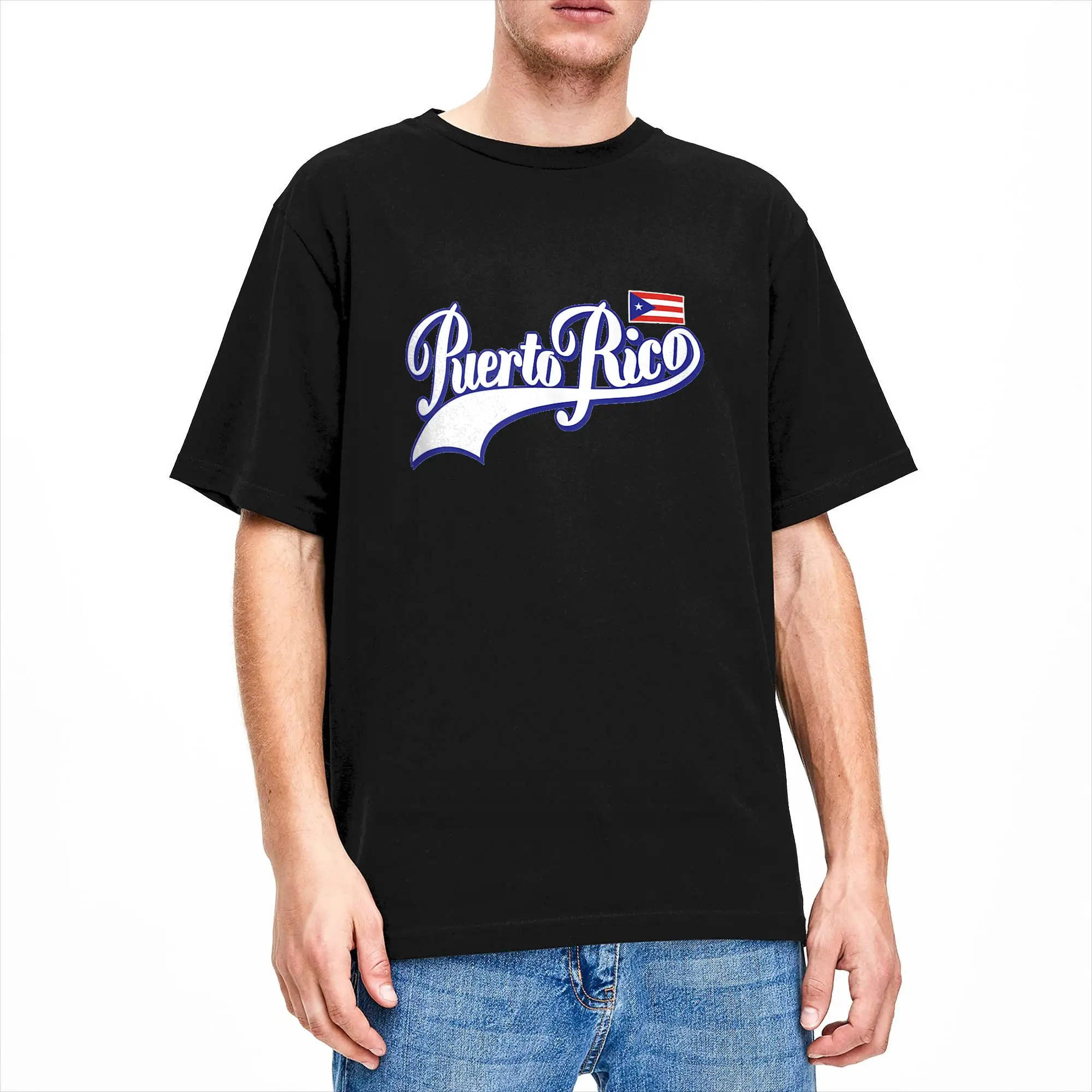 Men Puerto Rico Flag Puerto Rican Pride T Shirt  100% Cotton Tops Vintage Short Sleeve Crew Neck Tee Shirt Adult T-Shirt