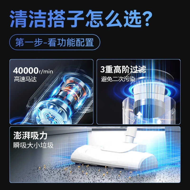 Wireless Vacuum Cleaner Powerful Handheld 2 in 1 for Pet Hair Quiet Mop Sweeper Home