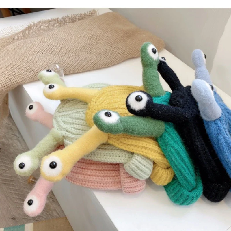 Candy Color Cute Frog Woolen Hats Kids Warm Knitted Caps Children Funny Cartoon Kawaii Bomber Hats Children Hat for Girls Boys