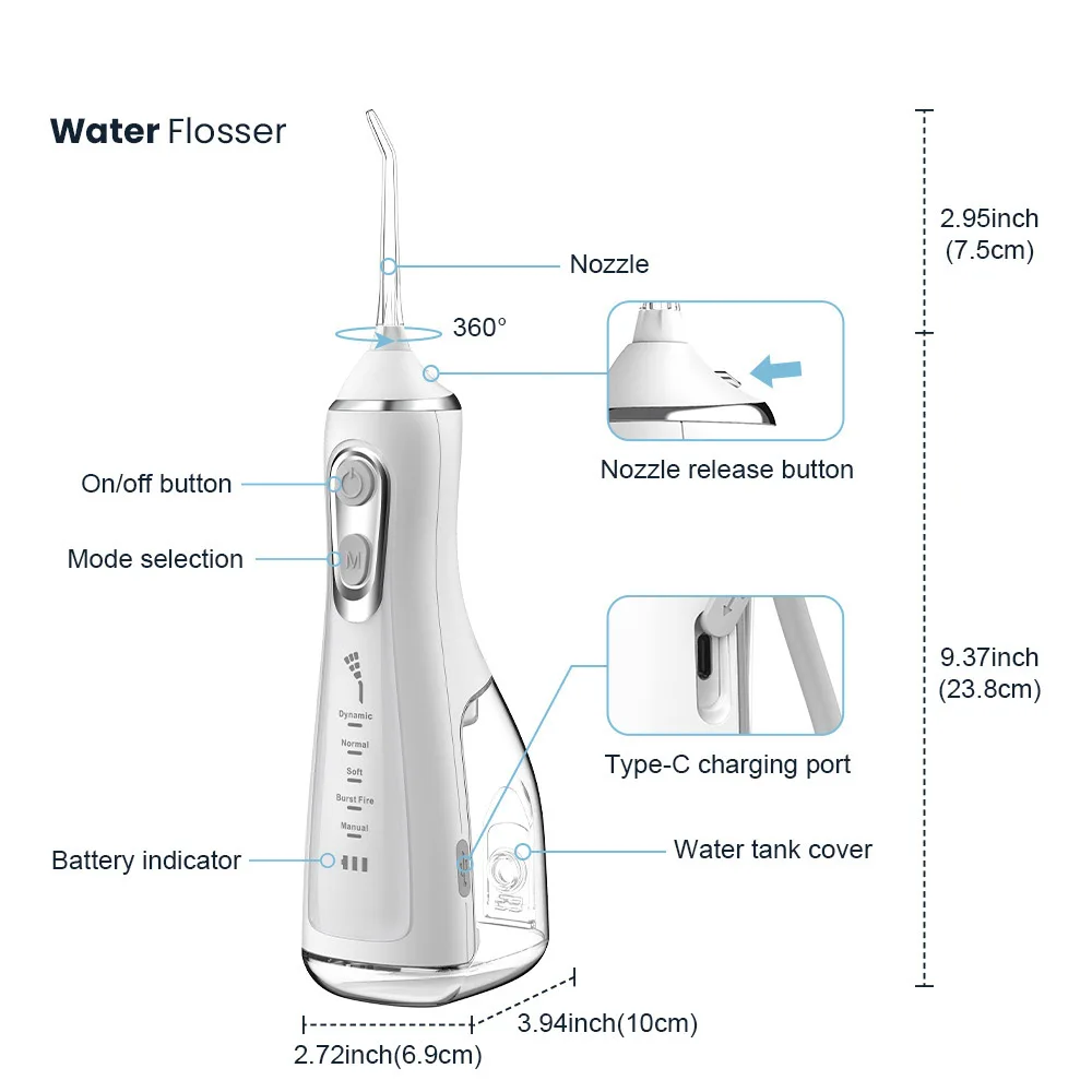 Dispositivo de riego arterial eléctrico para el hogar, conveniente dispositivo de belleza dental, hilo dental de agua, irrigador de cálculo dental, oral c