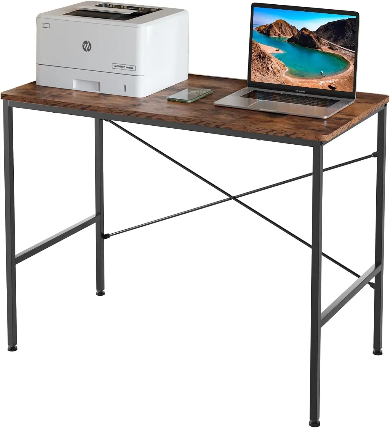 

PayLessHere 39" Computer Desk Simple Style Office Desk with Metal Frame for Home Office and Small Spaces, Brown