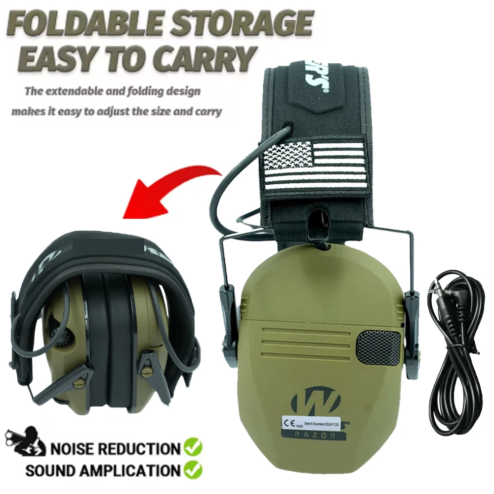 

Protective earmug,ultra-thin electronic foldable storage hearing protective earmug,battery powered(battery not included) hunting