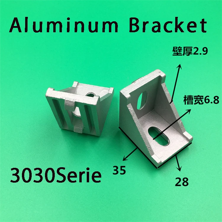 50pcs 3030 Brackets Corner fitting angle aluminum 35x35 L connectors bracket fastener for 3030 Industrial Aluminum Profile