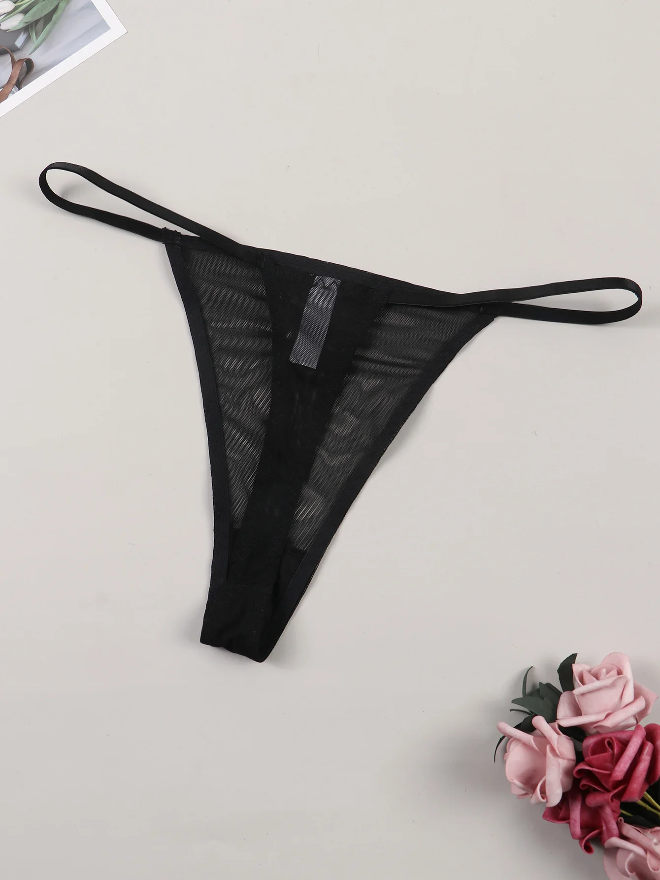 See-through Thong Plus Size Sexy Cheeky Print G-String Panties Women Mesh T-back Underwear Lingerie Large Size 1XL-4XL