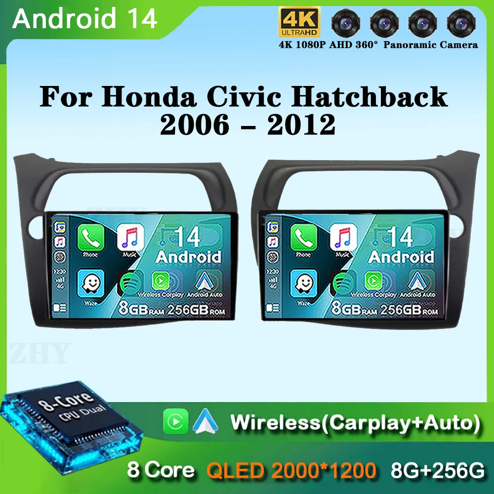 

Автомагнитола на Android 14 для Honda Civic Hatchback 2006 - 2012 с GPS-навигацией, мультимедийным проигрывателем, Wi-Fi + 4G, стерео, DSP 2DIN