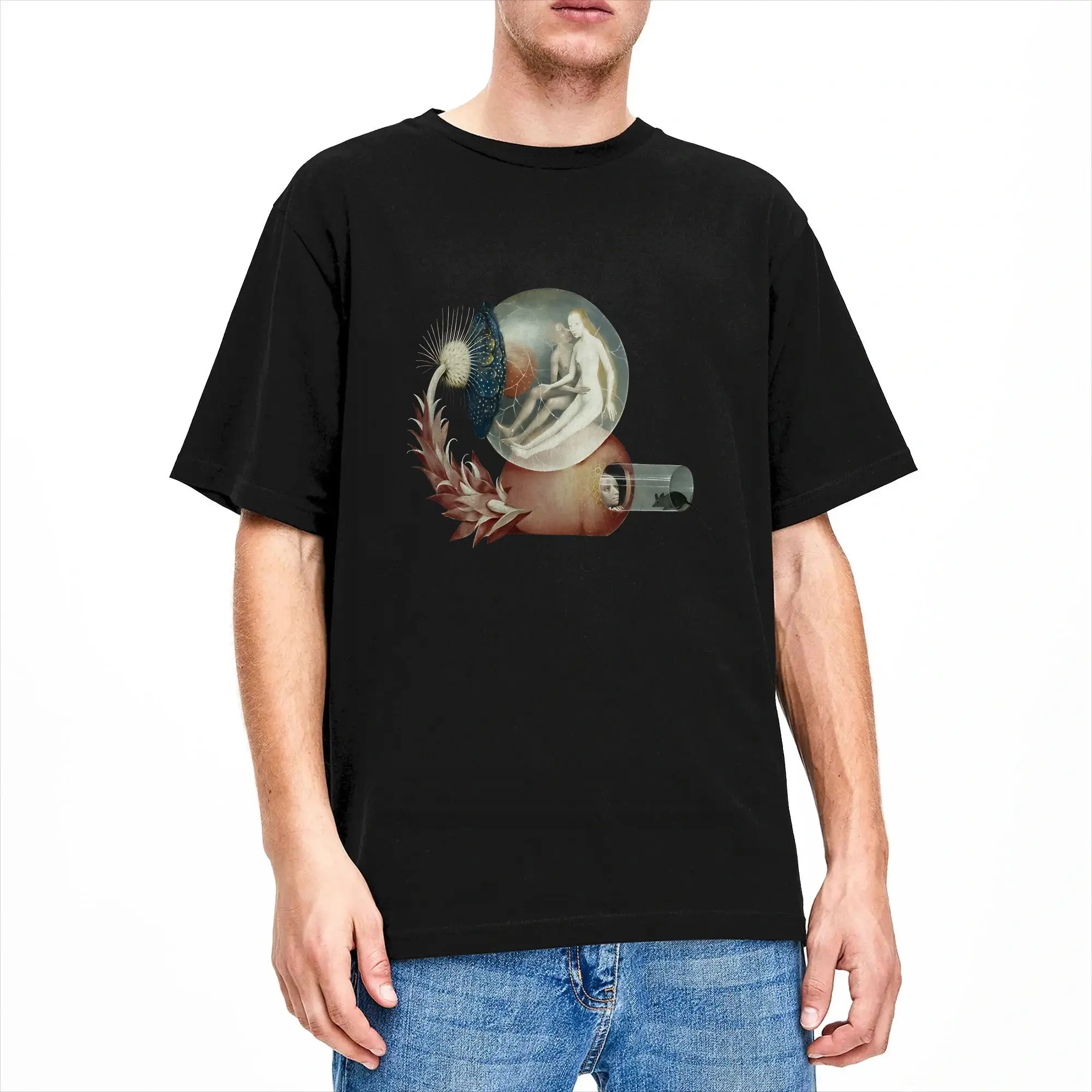 Oversized T-Shirt Summer Hieronymus B-Boschs Garden Of Earthly Delights  Hippie T Shirts  100% Cotton Tee Shirt for Men Y2K Tops