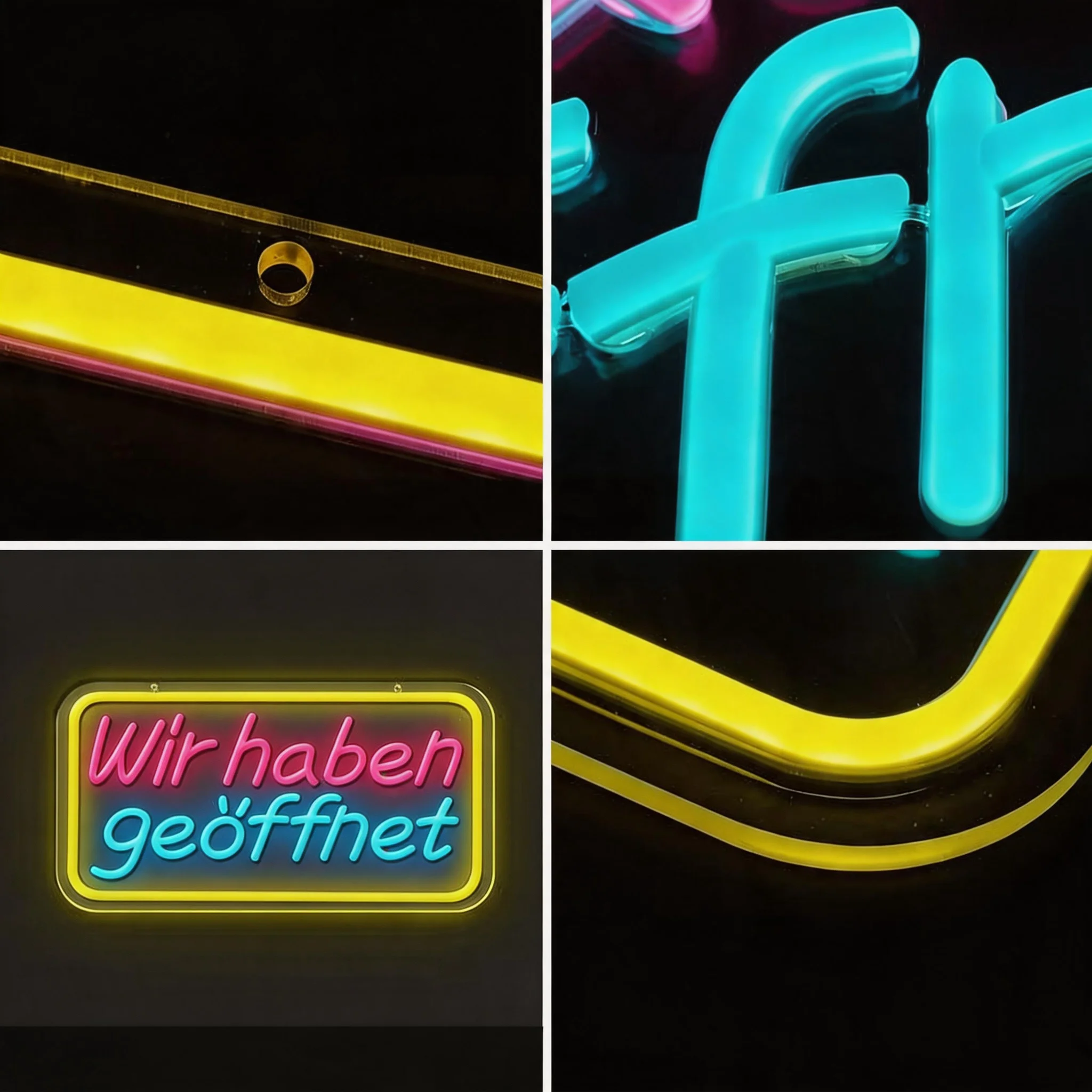 German Open Neon Sign LED Light Hanging Door Sign, Dimmable Light Decoration, Commercial Wall Decor for Cafe, Restaurant, Shop