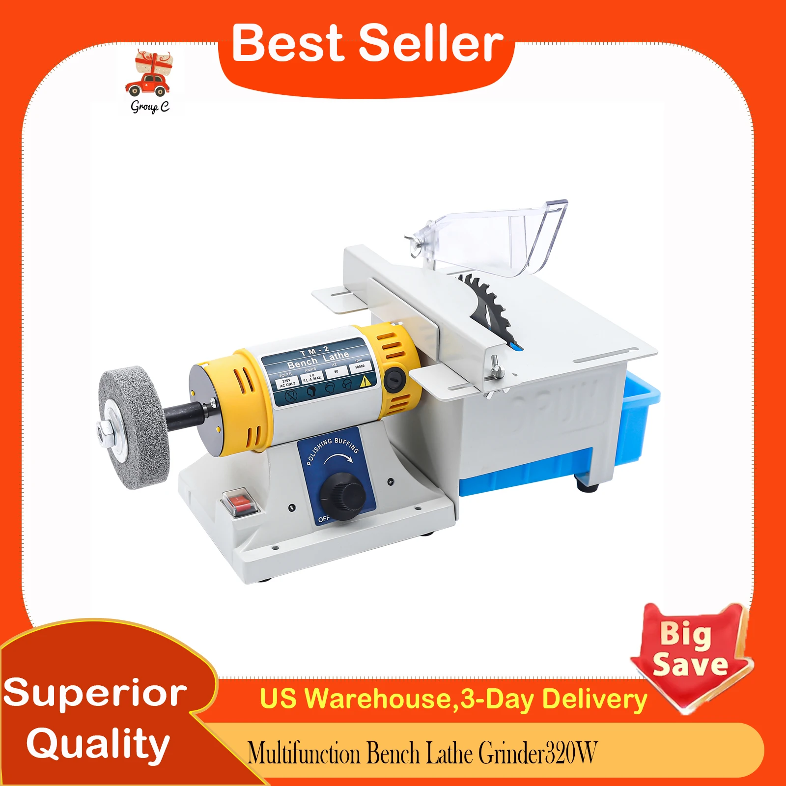 

Mini Table Saw and Polisher,Multifunction Bench Lathe Grinder,320W Electric Cutting Polishing Machine for Wood Plastic Metal DIY