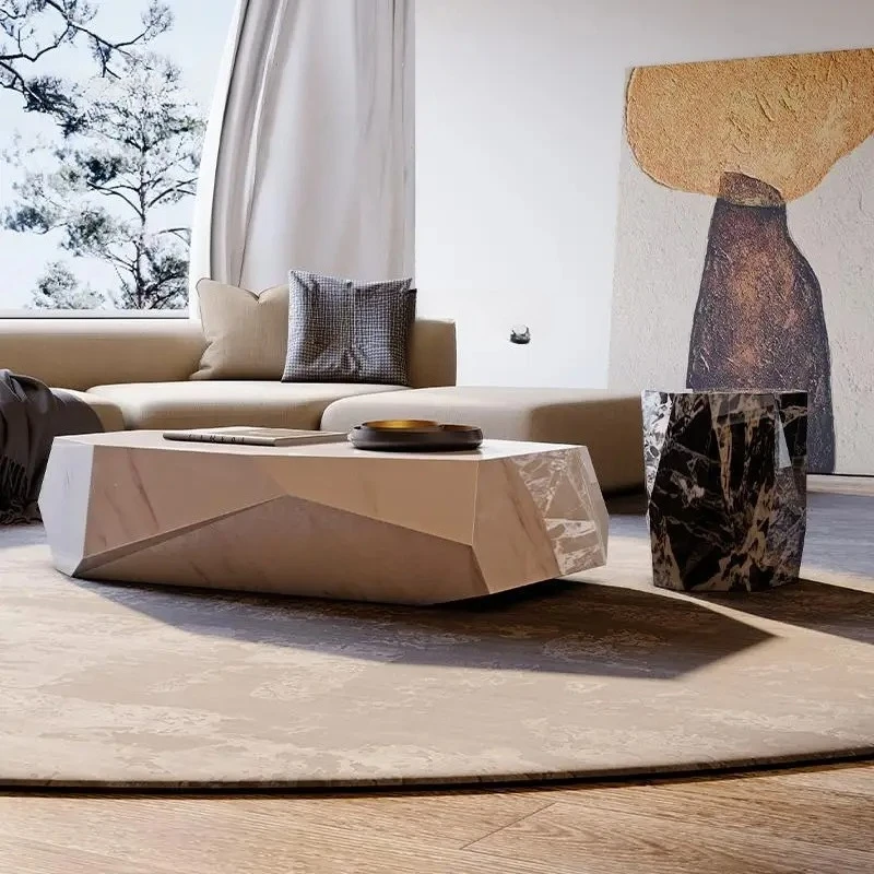 natural marble hexagonal star diamond coffee table simple modern large coffee table small apartment minimalist