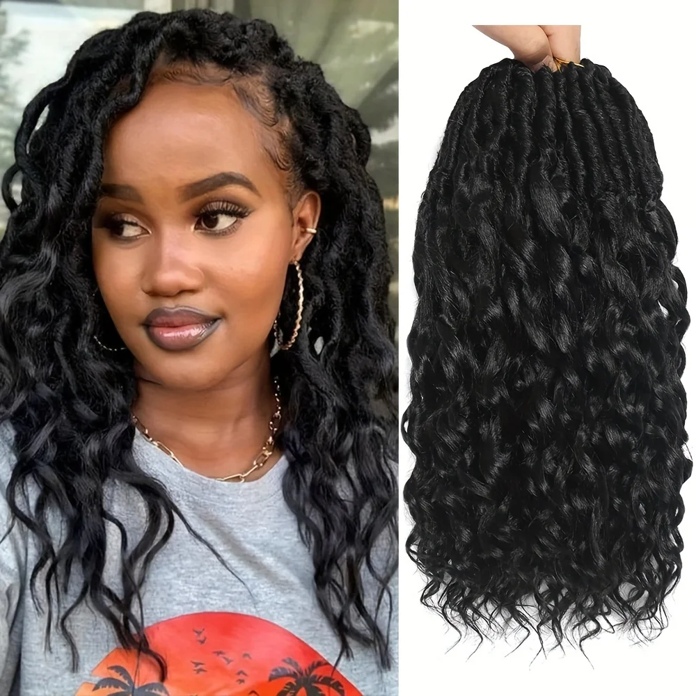 Soft & Curly Faux Locs Crochet Hair - 6pcs, Pre-Looped Goddess Braids for Women, High-Temperature Synthetic Braiding Hair image 5